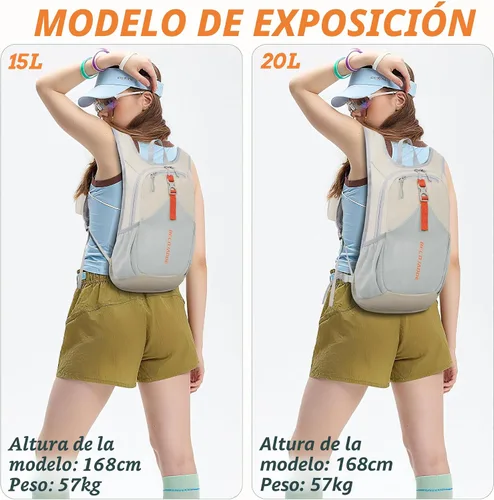 Vista 5 de BECOJADDE - Mochila de senderismo pequeña de 15 L para hombres y mujeres, plegable, ultraligera, para viajes, camping, actividades al aire libre