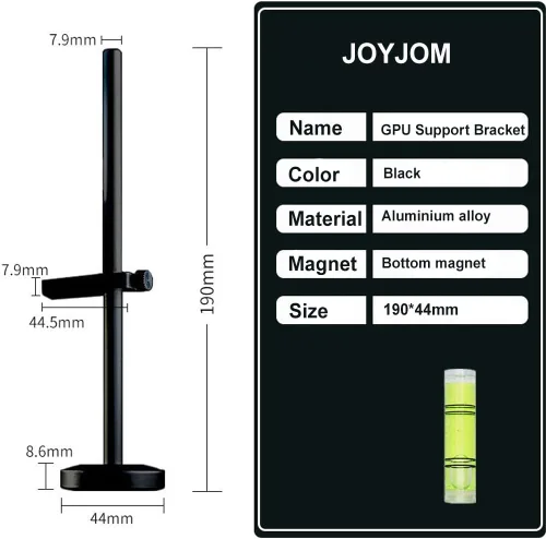 Vista 3 de JOYJOM Soporte de GPU: Soporte de aluminio ajustable para GPU anti hundimiento, soporte para tarjeta gráfica de video, soporte para GPU, soporte