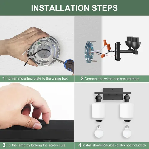 Vista 7 de Luces de baño negras sobre espejo, lámpara de tocador anti-óxido para baño, moderna lámpara de pared de 2 luces para sala de estar, base estándar