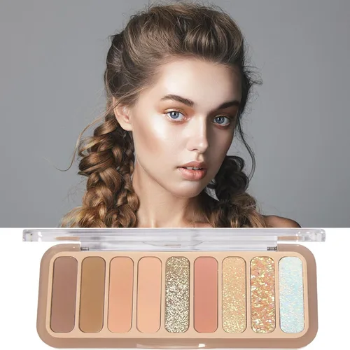 Vista 5 de Paleta de sombras de ojos, altamente pigmentada, con purpurina coreana, paleta de sombras de ojos mate a brillante con 3 pinceles de sombra de ojos