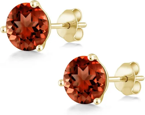 Vista 48 de Gem Stone King Aretes de oro de 14 quilates, 0.236 in, piedra natal redonda, Martini, 3 puntas, aretes de oro para mujer
