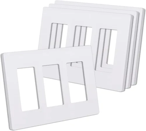 Vista 41 de CML Placa de Pared Decorativa Negra de 4 Posiciones Sin Tornillos, Paquete de 4 Placas de Interruptor de Luz y Cubierta Frontal para Receptáculo