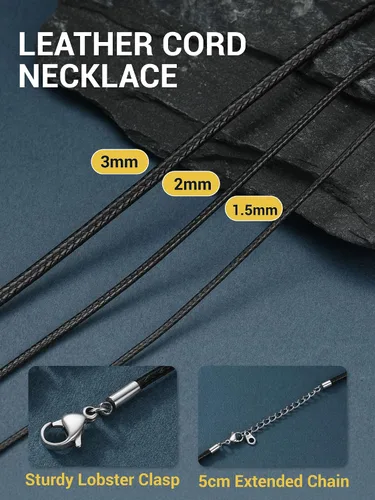 Vista 10 de PROSTEEL Collar de cuero impermeable para hombre, 0.079 in/0.118 in, 16 a 30 pulgadas, con cierre de acero inoxidable, cadena de bricolaje
