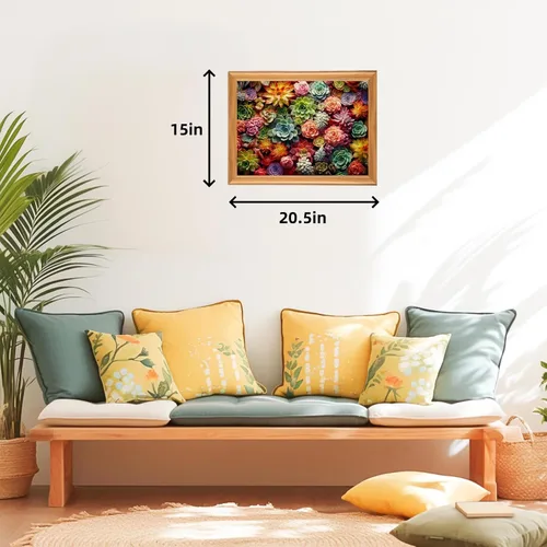Vista 2 de Rompecabezas de 500 piezas para adultos, plantas suculentas, rompecabezas familiar, regalo (suculenta, 500 piezas)