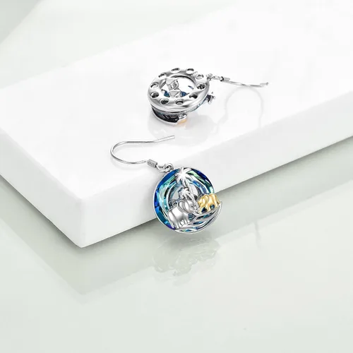Vista 51 de POPKIMI Bonitos aretes colgantes de animales, joyería de animales, regalos de cumpleaños y Navidad para mujeres, aretes de ópalo de cristal de plata