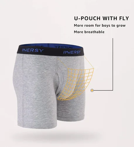 Vista 2 de INNERSY Calzoncillos tipo bóxer suaves de algodón elástico para niños de 6 a 18 años, paquete de 5