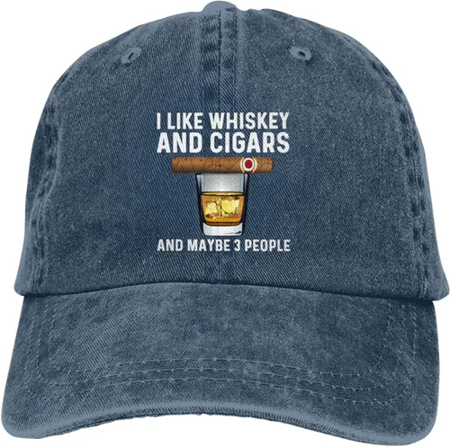 Vista 9 de Sefgaen I Like Whiskey and Cigars and Maybe 3 People Hat for Men Baseball Hat Funny Hats