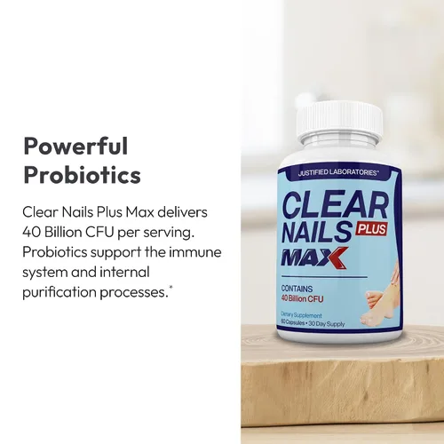 Vista 4 de Justified Laboratories Clear Nails Plus Max - 60 cápsulas - Fórmula probiótica con 40 mil millones de UFC - 30 porciones