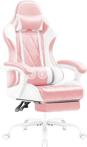 Vista 16 de Shahoo Silla ergonómica para videojuegos, reposapiés y soporte lumbar de Negro