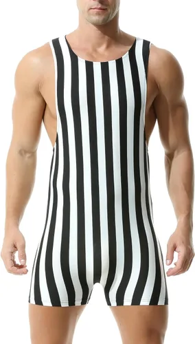 Vista 11 de QiaTi Boxers de lucha libre transpirable para hombre, overol de una pieza, leotardo básico para hombre