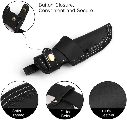 Vista 7 de Funda Horizontal para Cuchillo de Cinturón Gentlestache, Funda de Extraccion Compacta EDC en Negro