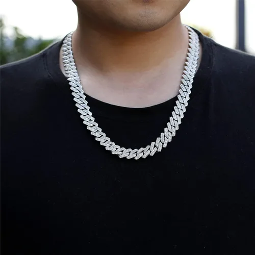 Vista 2 de Saintda Cadena de eslabones cubanos para hombre, diseño de Miami, cadena de diamantes brillantes, joyería de hip hop con caja de regalo para mujer