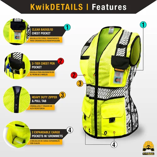 Vista 4 de KwikSafety RoadBOSS Econ & Premium Safety Vest for Women Class 2 ANSI OSHA