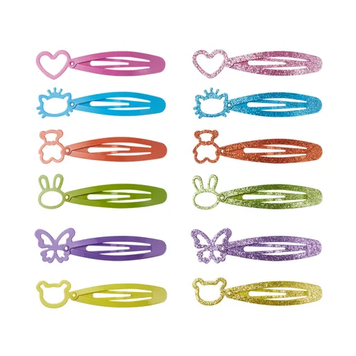 Vista 3 de 24 pinzas para el cabello para niñas, antideslizantes, de metal, a presión, para niños, adolescentes, mujeres, color caramelo sólido y brillante