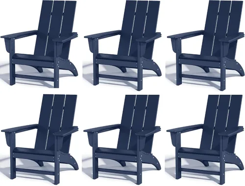 Vista 9 de Silla Adirondack de Madera Sintética Adiromoti, Sillas de Patio Resistente a Todo Clima, Aspecto de Madera, Silla Pre-Ensamblada para Fuego al Aire