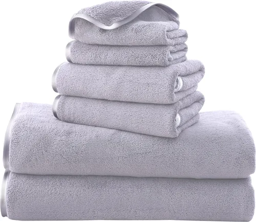 Vista 45 de TENSTARS Toallas de baño de seda con dobladillo para liquidación de baño - 27 x 55 pulgadas - Ligeras, delgadas, de secado rápido - Toalla