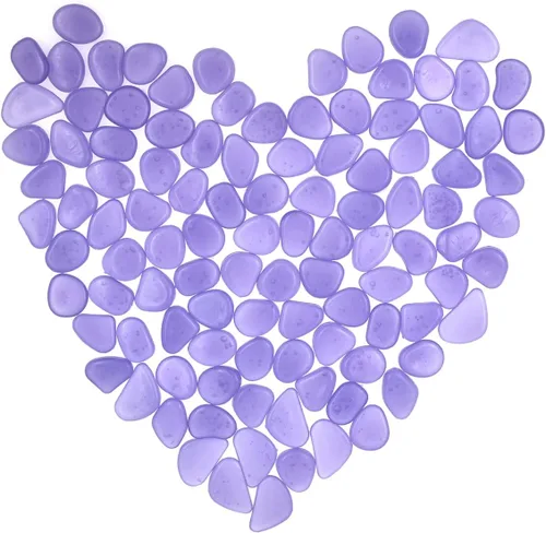 Vista 7 de QTTLLI 100 piedras brillantes que brillan en la oscuridad, piedras decorativas para jardín, camino, pasarela, patio, pecera, color violeta