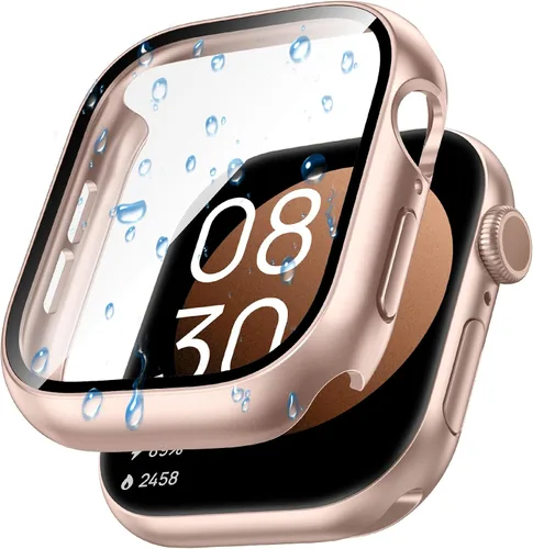 Vista 9 de Goton - Funda impermeable para Apple Watch 38 mm Series 3 2 1, protector de pantalla de vidrio templado, protección completa de policarbonato duro