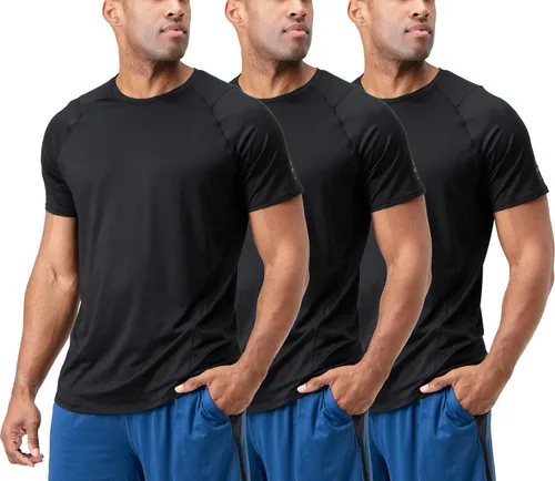 Vista 12 de DEVOPS Paquete de 3 camisetas atléticas de manga corta para hombre que Carbón / azul marino / acero