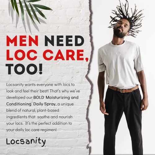 Vista 4 de Loc Spray – Locsanity BOLD - Spray hidratante diario para rastas, rastas, ligero para el cuero cabelludo y el cabello, spray acondicionador natural