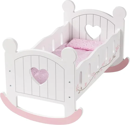 Vista 2 de ROBUD Cuna de madera para muñecas, juguetes de cama de muñeca, se adapta a accesorios de muñeca de hasta 18 pulgadas