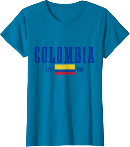 Vista 63 de Colombia Est. 1810 - Camiseta de Colombia Vintage, Negro, S