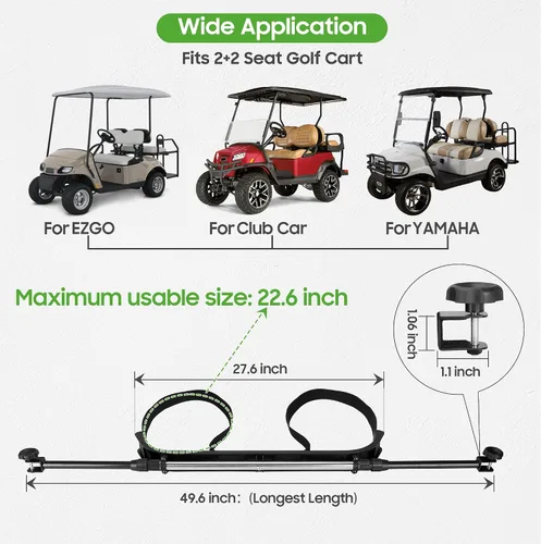 Vista 5 de 10L0L Soporte para bolsa de carrito de golf para 2+2 asientos traseros, accesorio universal sin perforaciones para Club Car EZGO Yamaha con tubo