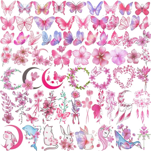 Vista 6 de PAGOW 40 hojas (alrededor de 250 unidades) tatuajes de mariposa autoadhesivos para adultos y niños y mujeres, calcomanías temporales impermeables