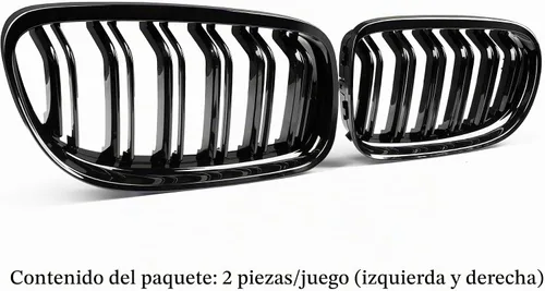 Vista 5 de Qitian Parrilla de riñón de repuesto frontal negro brillante ABS para BMW Serie 3 E92 y E93, 2006-2009