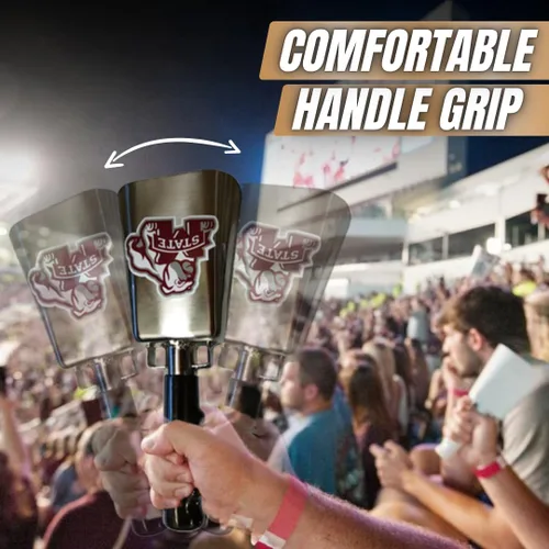 Vista 6 de Cencerro cromado de Mississippi State de 10.0 in con logotipo de bulldog intimidante impreso
