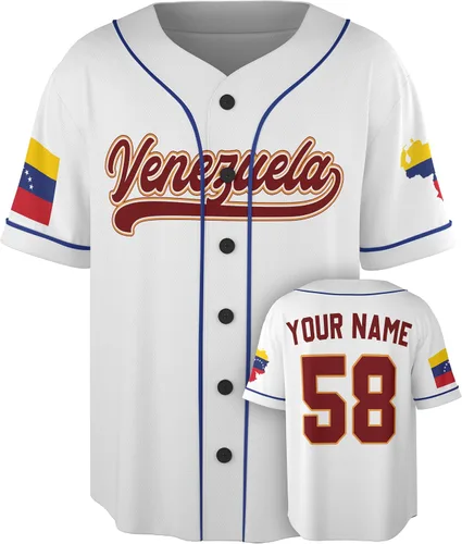 Vista 9 de Camiseta de béisbol personalizada de Venezuela - Camisetas deportivas personalizadas del orgullo Veneka con número de nombre, camisas de Beisbol