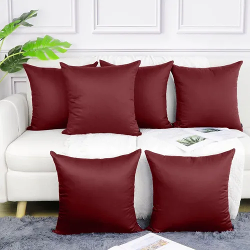 Vista 28 de Coddsmz Paquete de 6 fundas de almohada decorativas 100% algodón, fundas de cojín cuadradas de Navidad sólidas para el hogar, cama, sofá, día