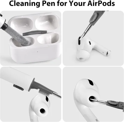 Vista 6 de AIRSPO Funda para AirPods Pro de 2ª generación, transparente y suave TPU transparente a prueba de golpes con bolígrafo de limpieza, soporta carga