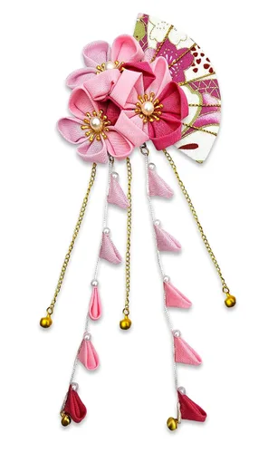 Vista 10 de CRB Fashion Kimono tradicional Tsumami Kanzashi para mujer y niña, traje de boda japonés, asiático, Yukata, lazo para el cabello, floral, abanico