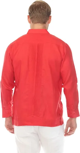 Vista 7 de Mojito Collection Camisa guayabera de dos bolsillos 100% lino para hombre con múltiples pliegues