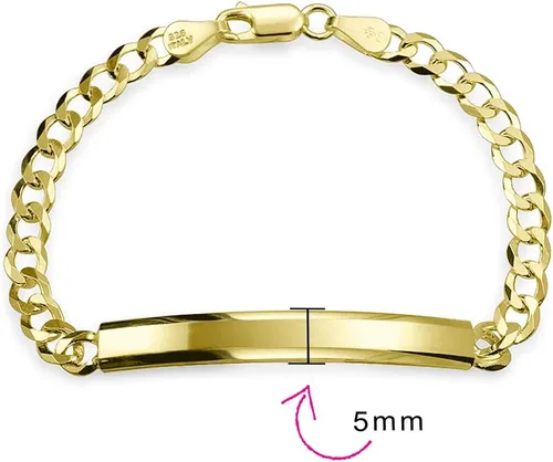 Vista 4 de Bling Jewelry Personalize Bar Name Plated identification ID Bracelet For Men with Mariner, Curb, Figaro, Link Chain .925 Sterling Silver Made In