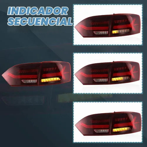 Vista 4 de VLAND Luces traseras aptas para Jetta 6ª generación 2011-2014, Plug-and-play, rojo y blanco