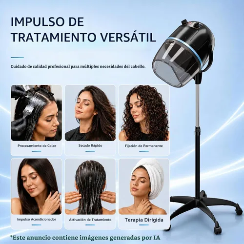 Vista 4 de JupiterForce Secador de pelo profesional con capucha de 1300 W, ajustable, capó de pie, con ruedas rodantes, para el hogar, salón, spa