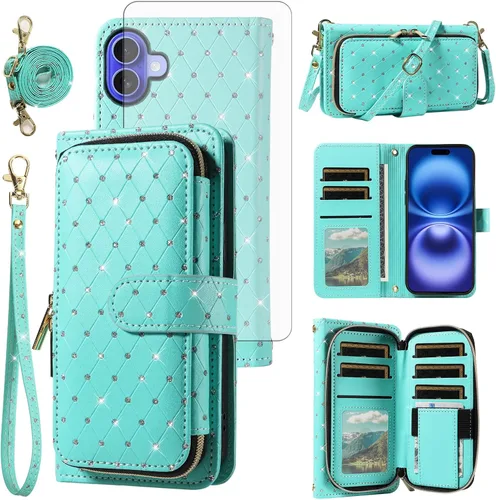 Vista 125 de Funda para teléfono iPhone 6 6S con cremallera y protector de pantalla con protector de pantalla, correa de cordón cruzado, ranura para iPhone 6 Six