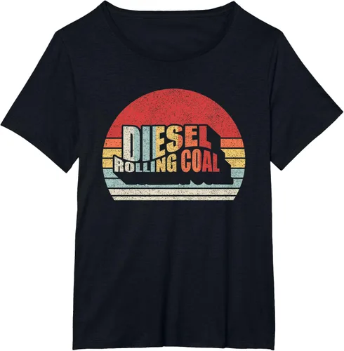 Vista 24 de Camiseta de camión diésel con motor diésel retro y divertido de carbón, Negro