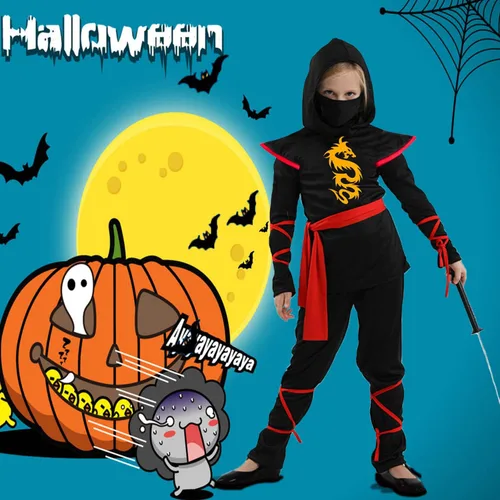 Vista 6 de SATKULL Ninja Deluxe Costume Set for Kids Muscle Ninja Costume