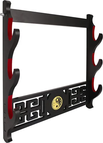 Vista 14 de Soporte para espada Katana - Soporte de pared acolchado de terciopelo Kirin de 1 nivel, soporte de Katana Samurái, soporte de exhibición de espada