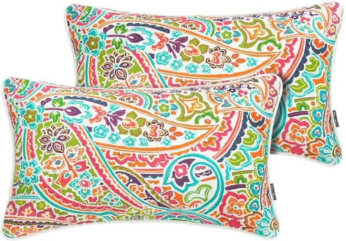 Vista 19 de FUNHOME Fundas de almohada lumbar para exteriores, 12 x 20 pulgadas, sin relleno, círculo cian