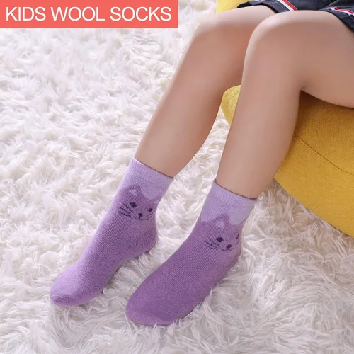 Vista 4 de DYW Calcetines de senderismo de lana merina para niños y niñas, cálidos, gruesos, térmicos, suaves, acogedores, calcetines para botas, 6 pares