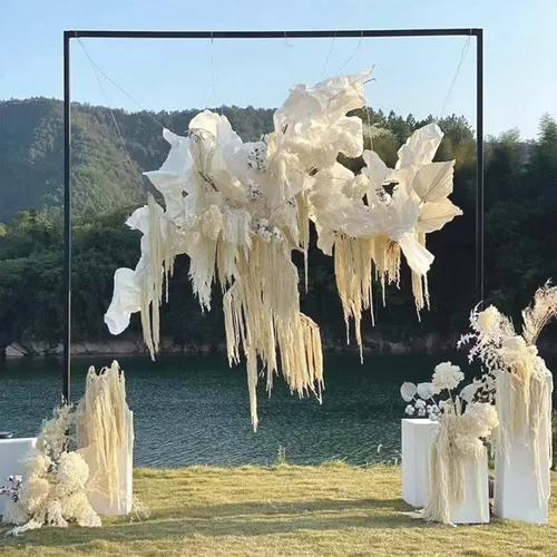 Vista 6 de Glicrili 5 piezas de flores colgantes de glicinia en color crema y blanco - Flores de Amaranthus en crema preservadas y secas para ramo de boda