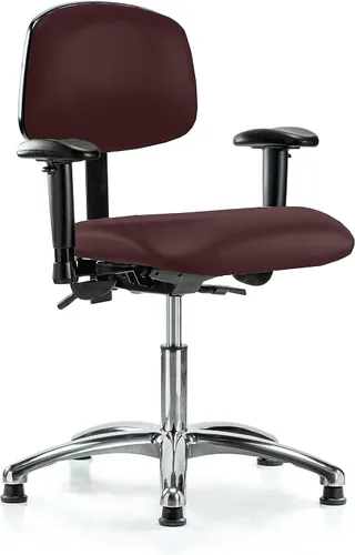 Vista 8 de PERCH - Silla giratoria con ruedas para alfombra o linóleo, cromado, Textil, Tela negra
