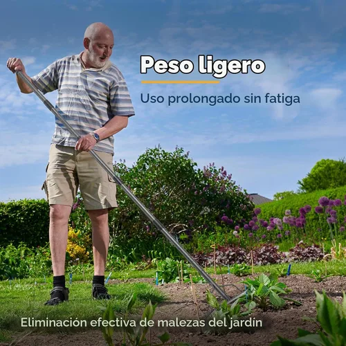 Vista 9 de Rastrillo de jardín, cabeza extra ancha de doble cara de 17 pulgadas, rastrillo de hojas de acero inoxidable resistente y ligero de 63 pulgadas