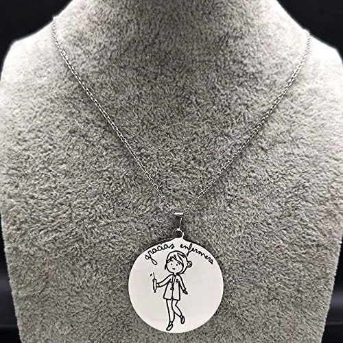 Vista 4 de Fashion Nurse Stainless Steel Necklace Women Silver Color Necklaces Pendants Jewelry Enfermeria Regalos