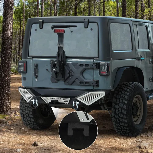 Vista 6 de OEDRO Combo de parachoques trasero compatible con Jeep Wrangler JK y Unlimited JKU 2007-2018 (2/4 puertas), todoterreno de ancho completo