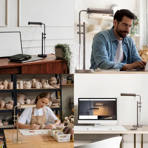 Vista 6 de O'Bright Aurora - Lámpara LED de escritorio de farmacia, brazo oscilante, diseño industrial para leer, manualidades, trabajo, LED de 10 W, altura